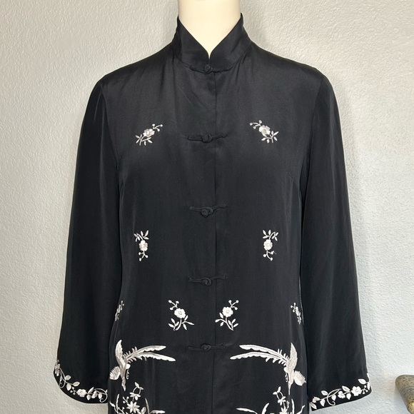 Sue Wong silk embroidered Cheongsam kimono duster/pants set - Picture 3 of 14